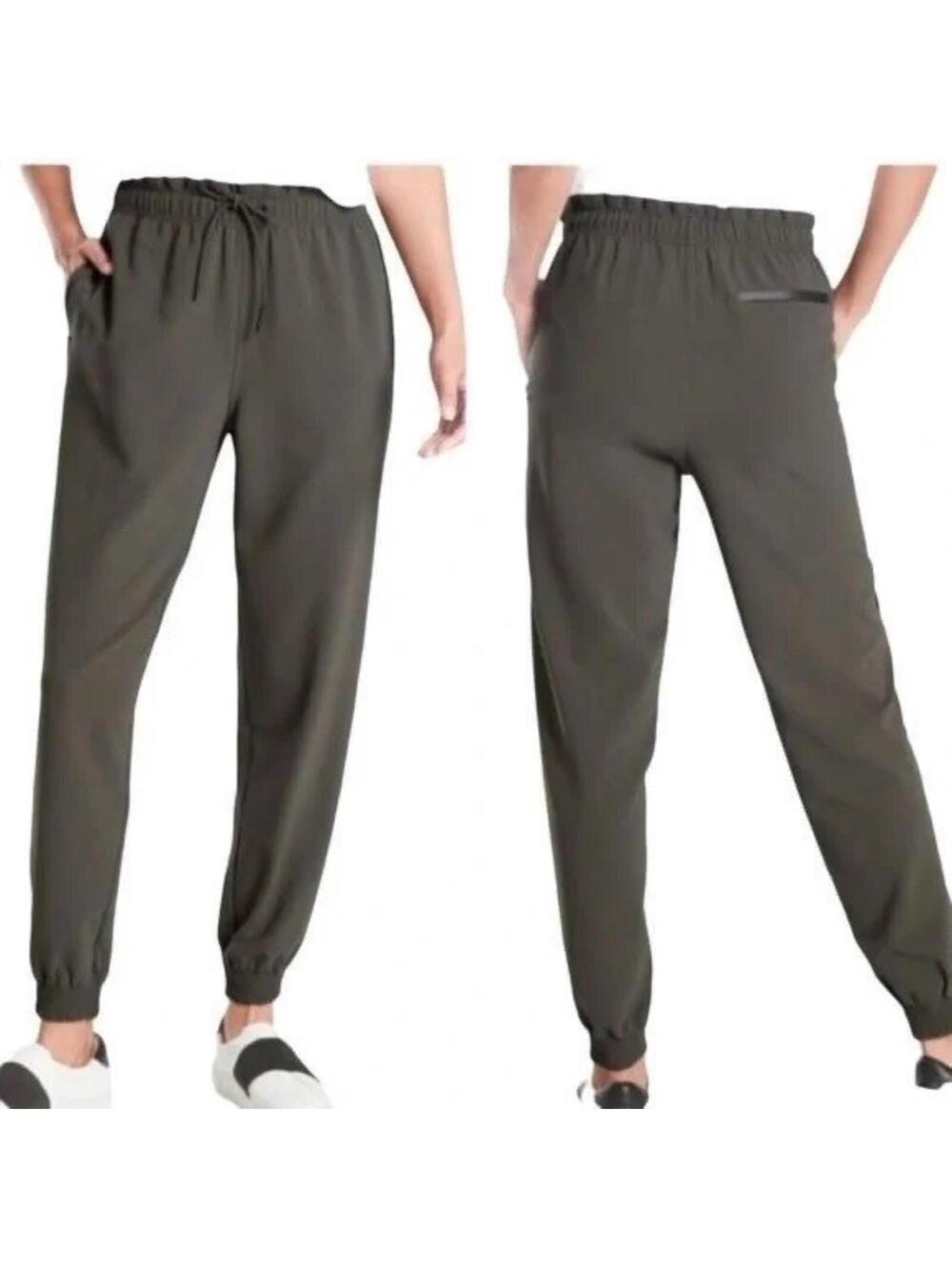 Athleta Olive Green Metropolis Jogger Pants Size 14 Drawstring Athleisure